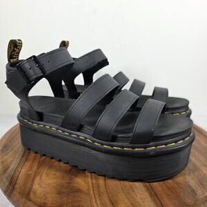 Dr Martens Blaire Quad Womens Black Size 11 Leather Platform Strappy Sandals